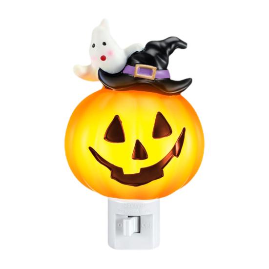 Halloween Night Light Spooky Ghost Campfire Pumpkin Boo Witch Black Cat Nightlight for Halloween Bedroom Living Room Decor