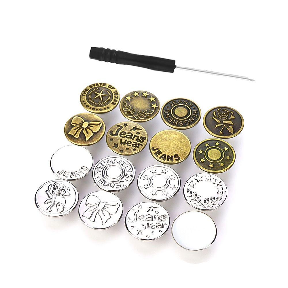 10Pcs/pack With Screwdriver Jeans Buttons Nail Free Waist Buckle Waist Extenders Button Jeans