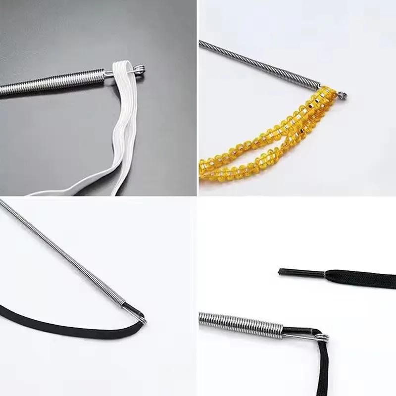 DIY Sewing Accessories Bendable Spring Drawstring Threader Clip Pants Hoodies Elastic Band Lace Cord Flexible Drawstring Thread
