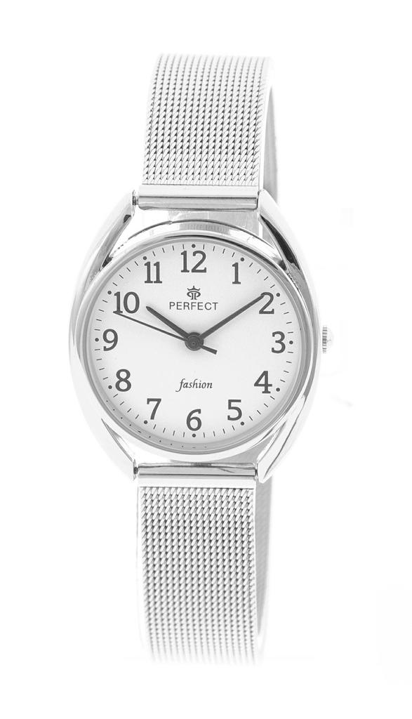 Perfect damski siatka f104-1 srebrna siatka, biała tarcza, czarne cyfry