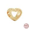 Gold Plated S925 Sterling Silver Hollow Heart Daisy Flower Charm Bead Fit Original  Bracelet Necklace Jewelry For Women