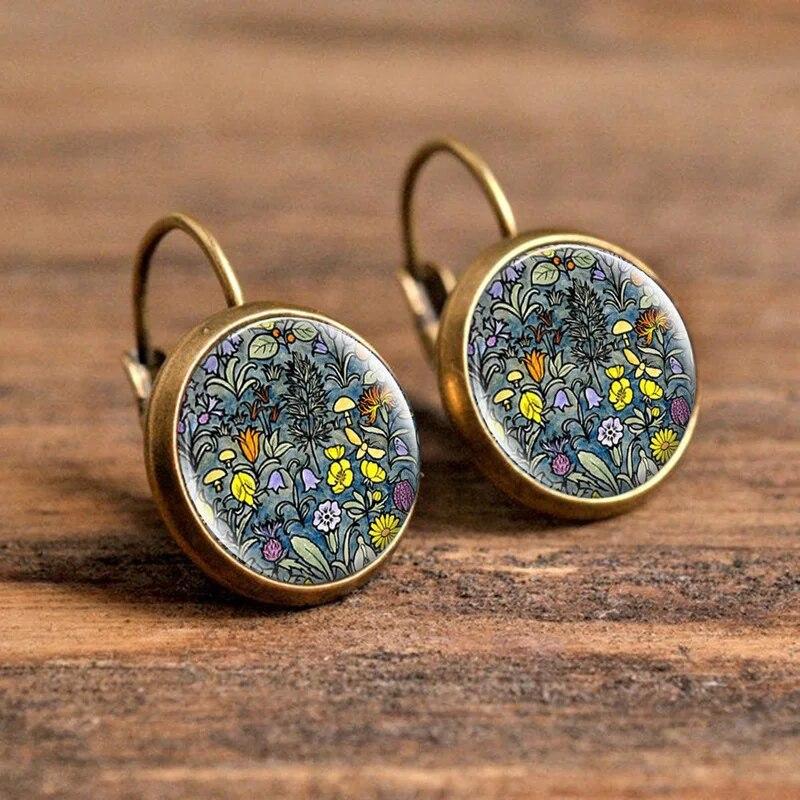 Серьги из стеклянного сплава с цветочным куполом, модные женские подарочные украшения