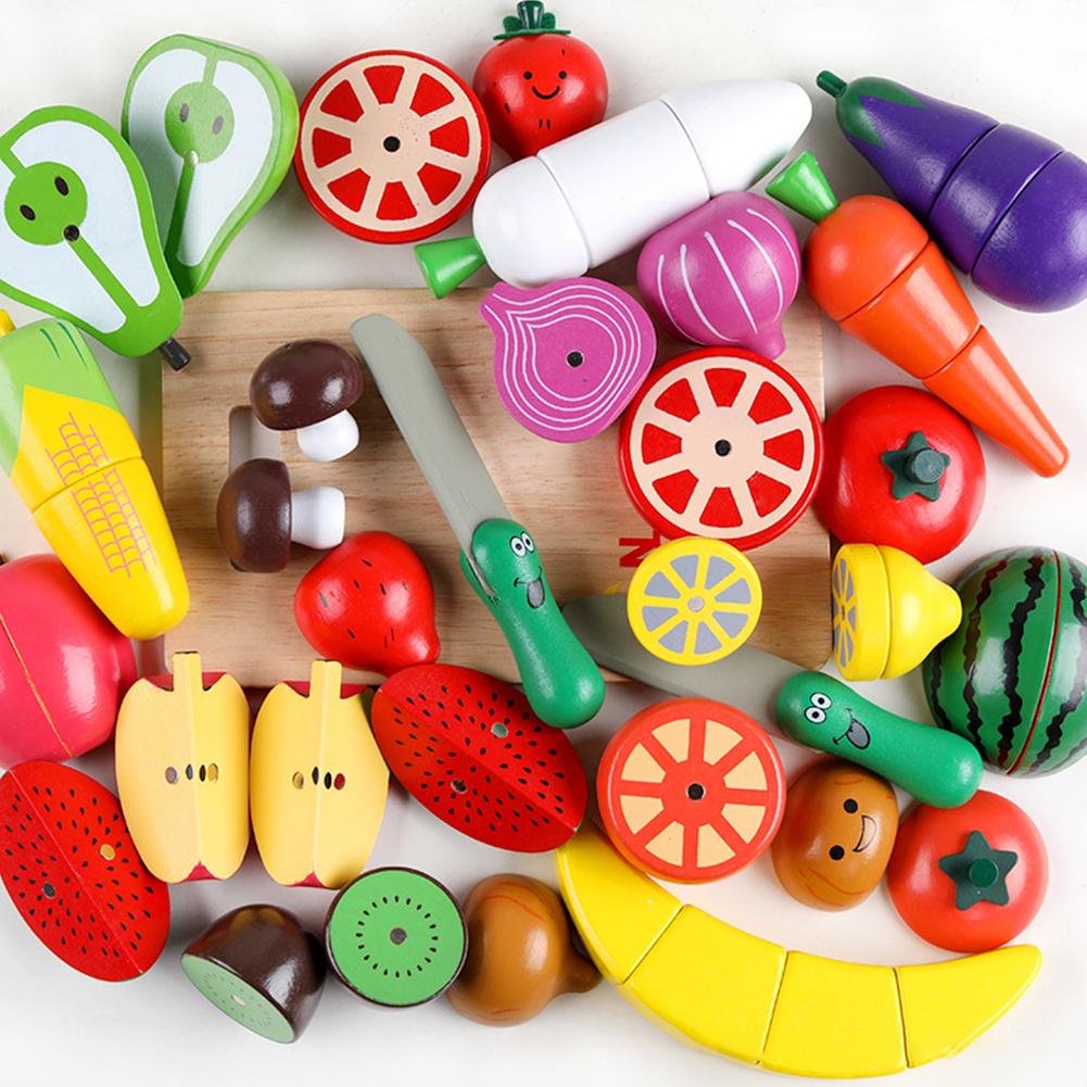 16Pcs Set Kids Imitating Fruit Vegetable Kitchen Cutting Cooking Toy Early Education