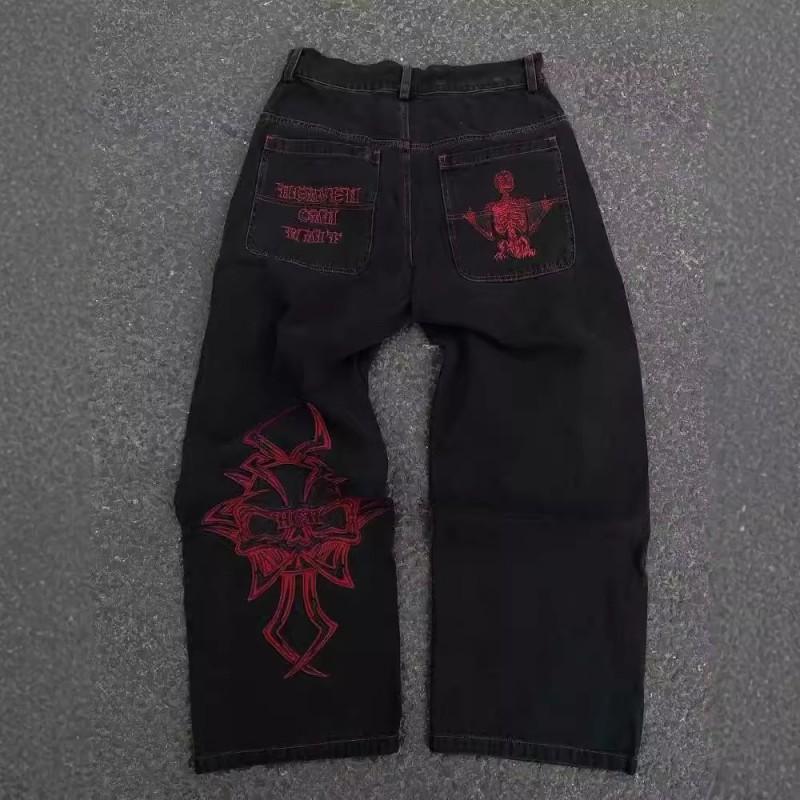 JNCO Уличная одежда Y2K Хип-хоп Принт Широкие Джинсы Деним Мужские Женские Осень Повседневные