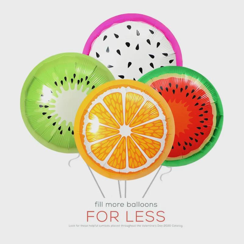 Мультяшные фольгированные шары в форме фруктов: Украшения для вечеринки с яблоками, ананасами, арбузами и виноградом