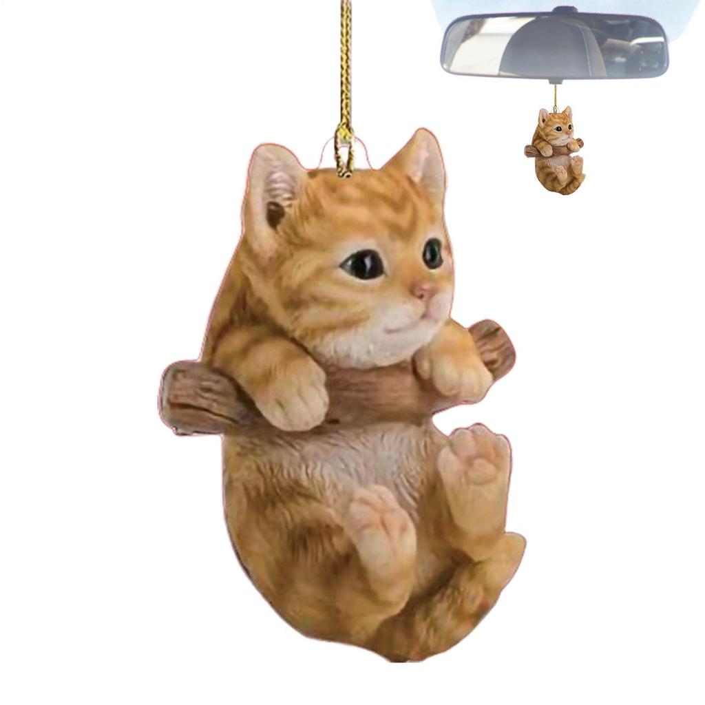 Car Pendant for Rearview Mirror Cute Cat Shape Acrylic Car Rearview Mirror Decoration -
