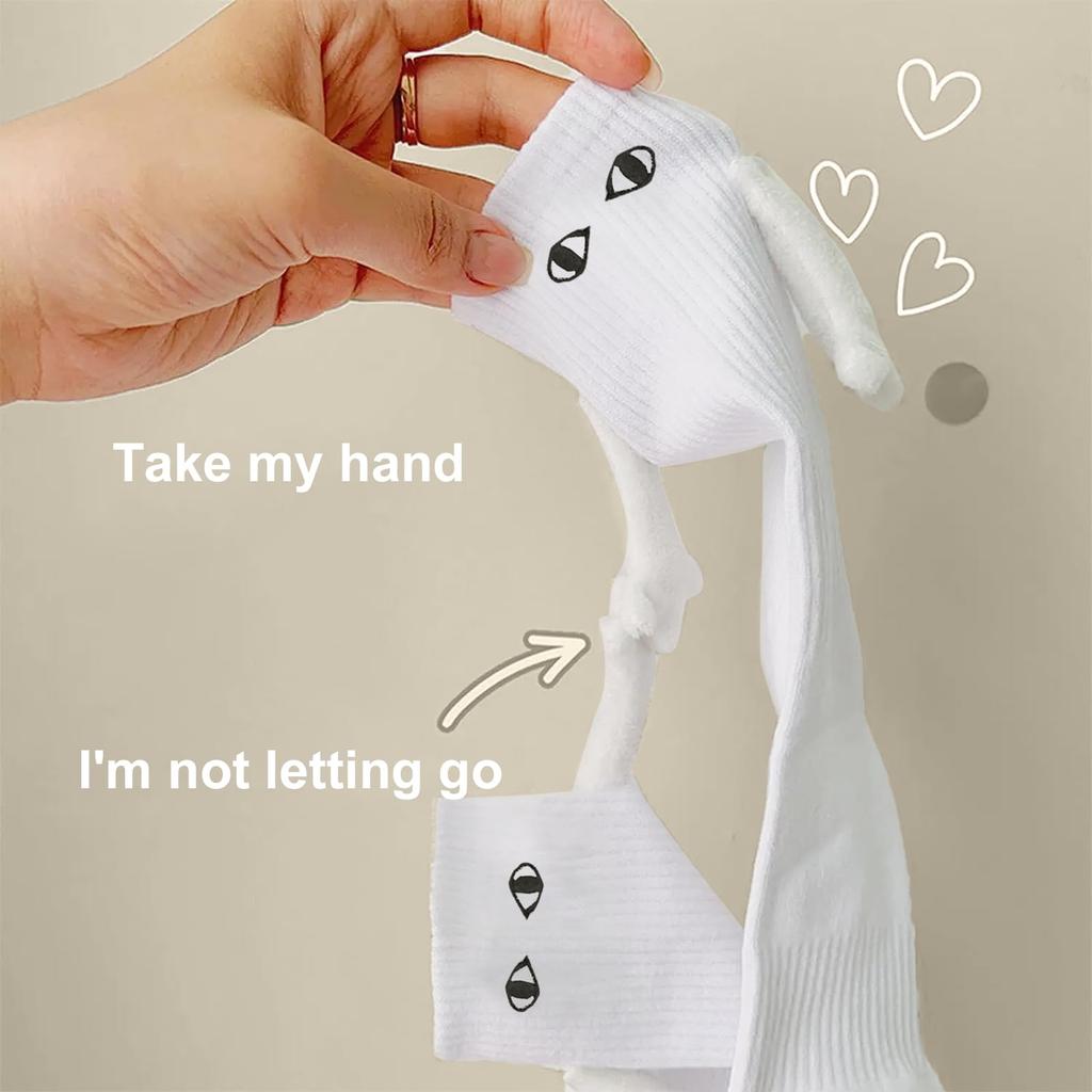 Рука Держит Носки Магнитные В Руках Смешные Мужские Для Женщин Новинка Дружба Пары Лучшая Подруга Подарок Парень Девушка Белые Носки