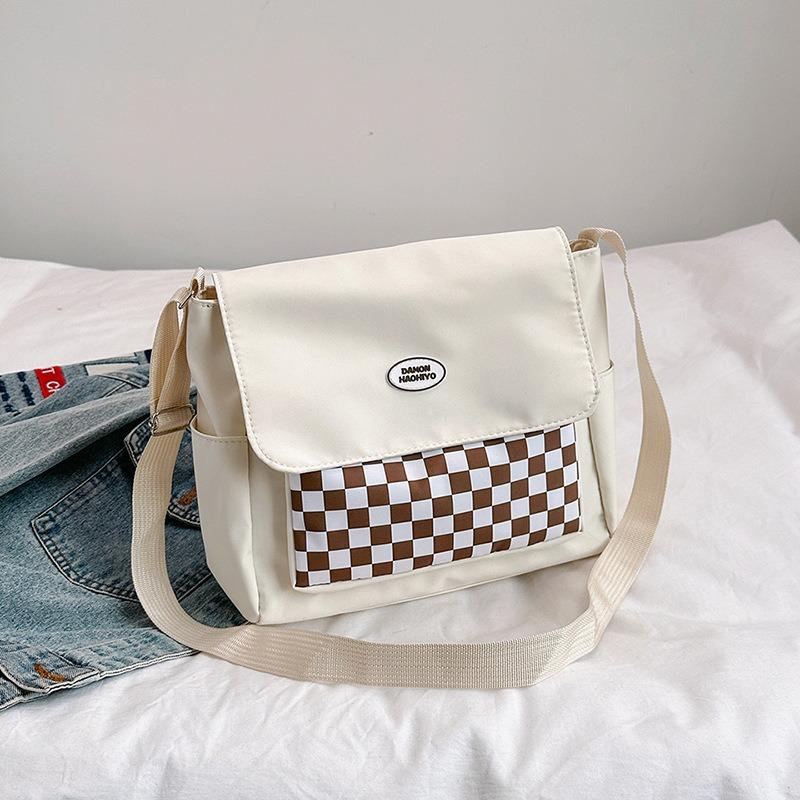 Большая вместительная сумка-мессенджер для поездок на работу, корейская клетчатая сумка, сумка через плечо для студенток, холщовая сумка для студентов