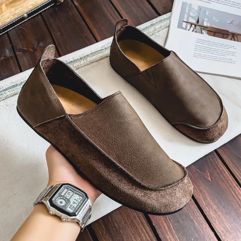 Мужская повседневная обувь Удобная Ретро Мужская кожаная повседневная обувь Мужская модная ретро обувь на плоской подошве для мужчин