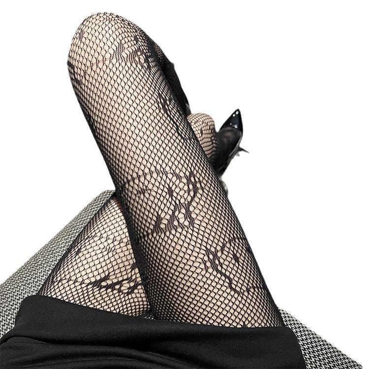 Women's Sheer Fishnet Stockings - Polka Dot & Heart Pattern, Sexy Black & White Options, Large Sizes Available for Spring & Autumn