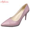 Fashion Aphixta New 10cm Thin Heels Shoes Women Pumps Wedding Party Official Leisure Crystals Luxury Buckle Black Super Big Szie 48