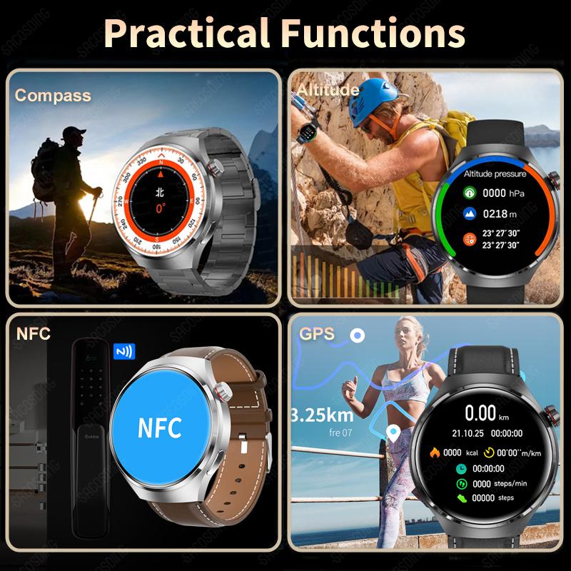 Для SACOSDING NFC Watch 4 Pro NFC Смарт-часы Мужские AMOLED 360*360 HD Экран Артериального Давления BT Call IP68 Водонепроницаемые Смарт-часы
