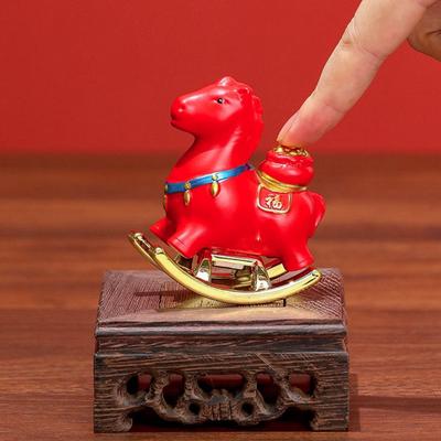 Смоляная статуэтка-украшение Зодиакальный Конь с пожеланием Удачи Качалка Настольное украшение Мини-лошадка Талисман
