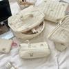 Мягкая и милая стеганая сумка для хранения с вышивкой кролика - Большая вместимость, косметичка и пенал для студента