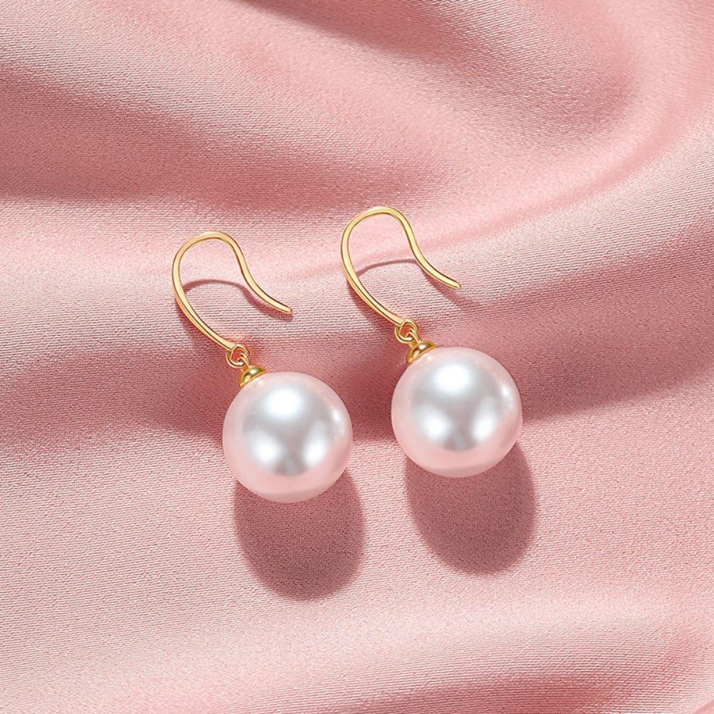 Ball Shape Long Earrings Simulation Freshwater Pearl Ear Hook Exquisite Drop Earrings  Ear Jewelry