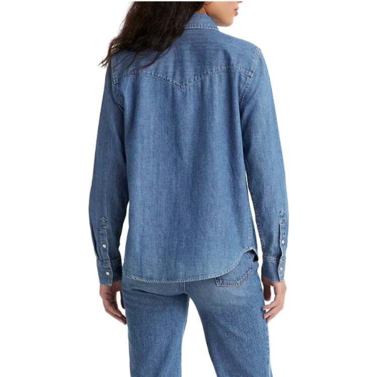 Levis однотонная рубашка с длинным рукавом и воротником, женские топы, синий 16786-0017