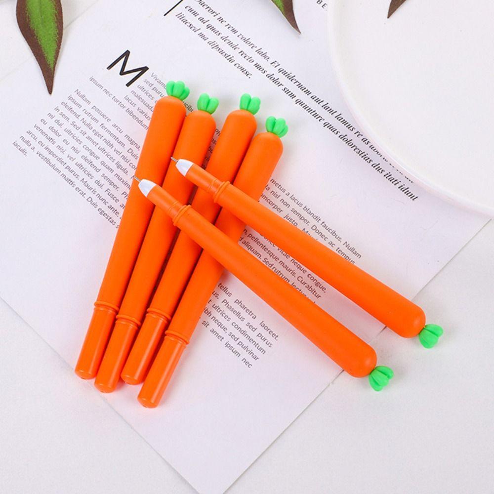 1/5Pcs Simulation Carrot Erasable Pen 0.5mm Exam Professional Pens Durable Black Pen