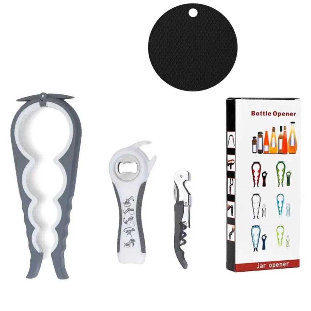 HOMZY Открывалка для консервов Многофункциональная Четыре в одном Открывалка для бутылок с напитками Открывалка для крышек Четырехпозиционная открывалка для консервов Противоскользящая открывалка для крышек