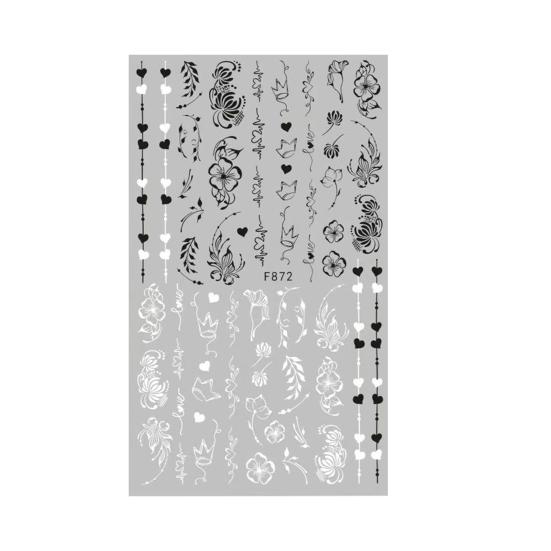 Наклейка для ногтей с цветком, различные узоры, самоклеящаяся черная белая бабочка, переводная наклейка для ногтей на лето