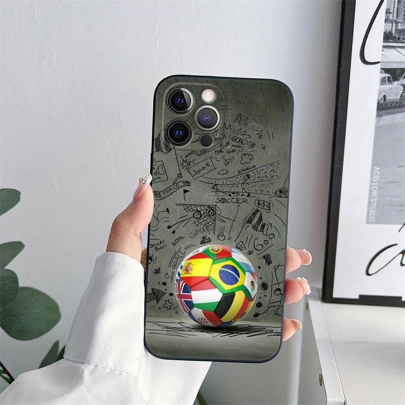 Football Footy Soccer Phone Case for iPhone 11 15 Pro Max Case Coque 14 Plus 13 Pro 12 11 X XS XR 6s 7 8 SE 2020 TPU Soft Cover