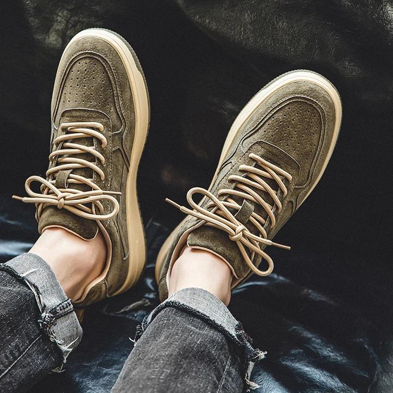 New Trend Casual Leather Shoes Breathable Mens Vulcanized Sneakers Tenis Luxury Trainers Comfy Man Walking Running Jogging Shoes