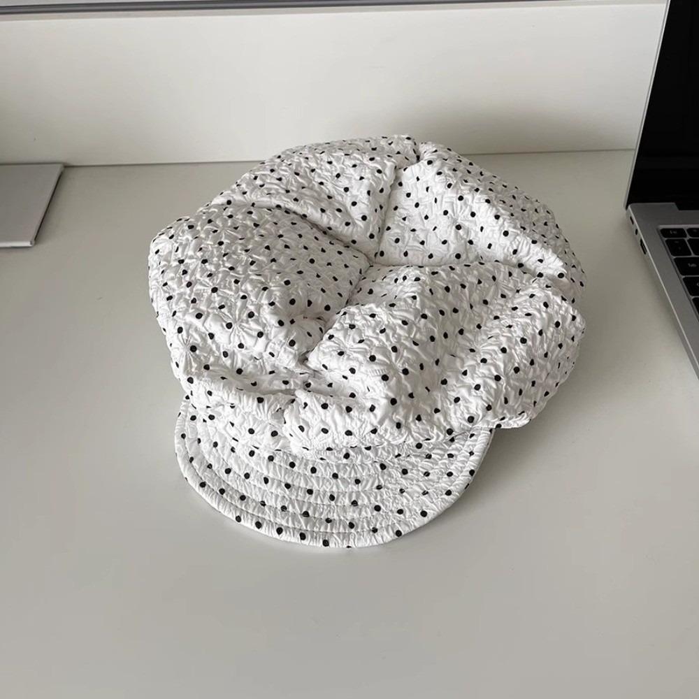 Versatile Oversized Cloud Hat Polka Dot Print Beret Trendy Octagonal Hat for Women