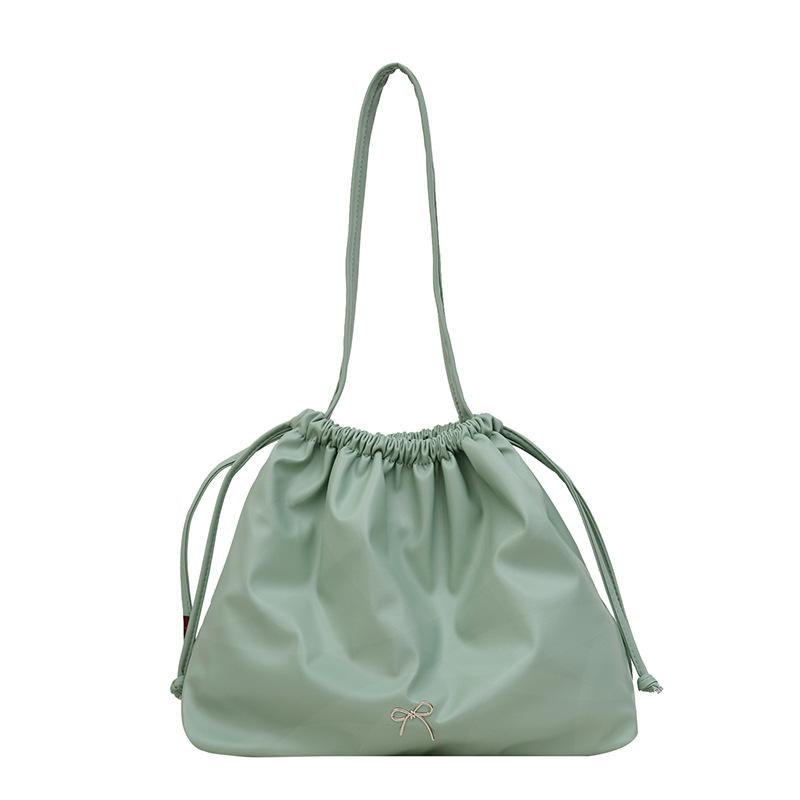 Сумка-ведро с завязками и складками, женская, 2024 года, модная, новая, вместительная, осенняя, повседневная, универсальная сумка через плечо