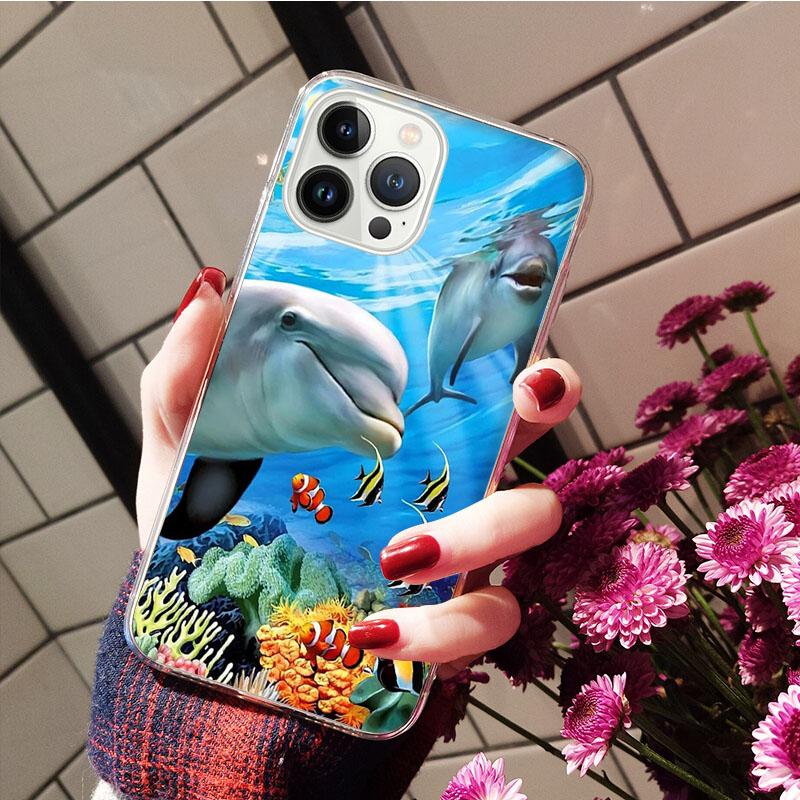 Чехол для мобильного телефона Dolphin Whale Funda для iPhone 14 13 12 11 Pro Max XS XR X 8 7 Plus SE2