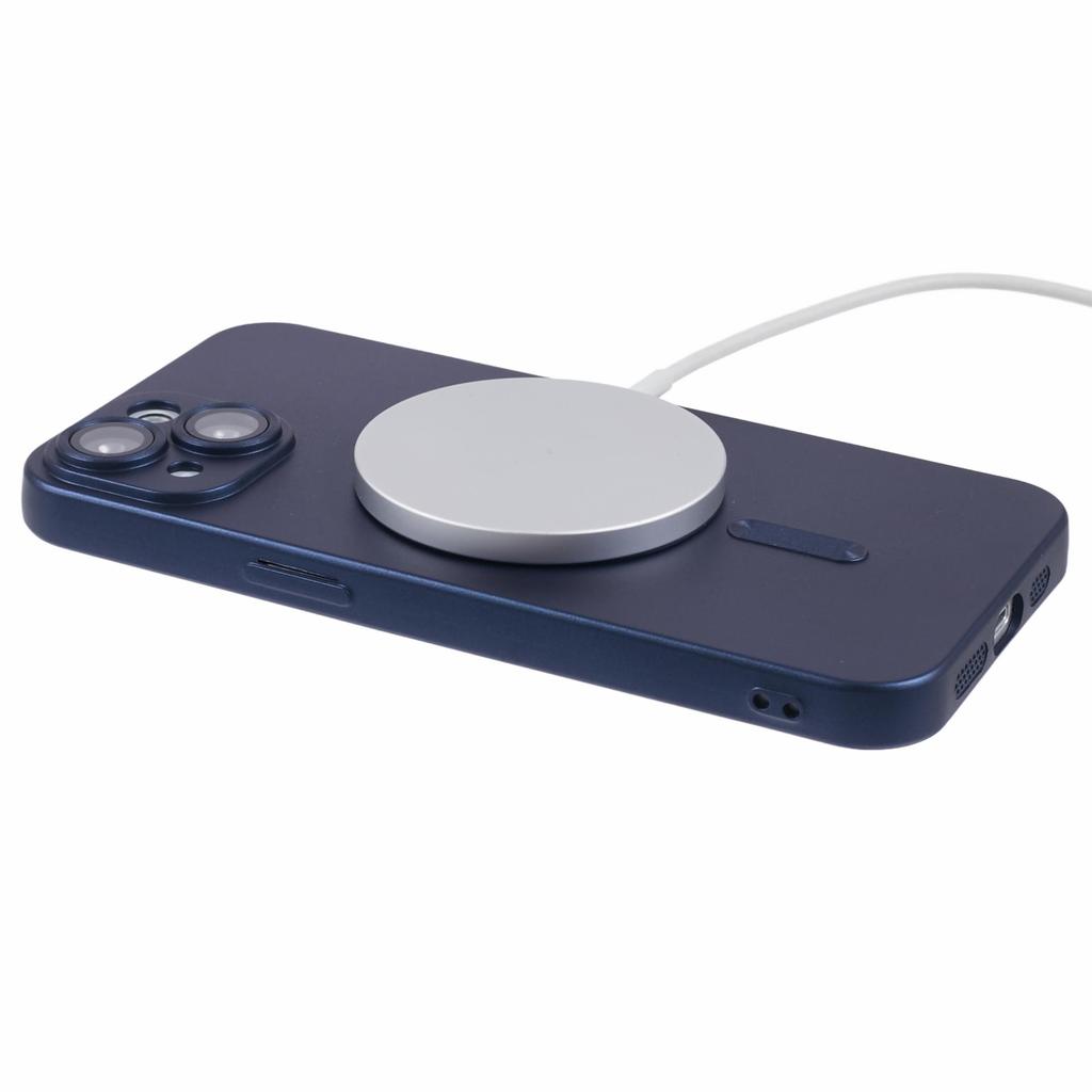 For iPhone 15 Plus Protective Case with Lens Film Compatible with MagSafe Rubberized TPU Phone Cover