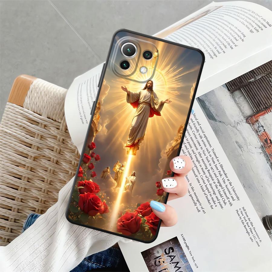 Чехол для Xiaomi Mi 11 12 13 Lite 12X 13 14 15 Pro 10T 11T 12T Pro Черный Мягкий Чехол для Телефона С рисунком Крест Иисус
