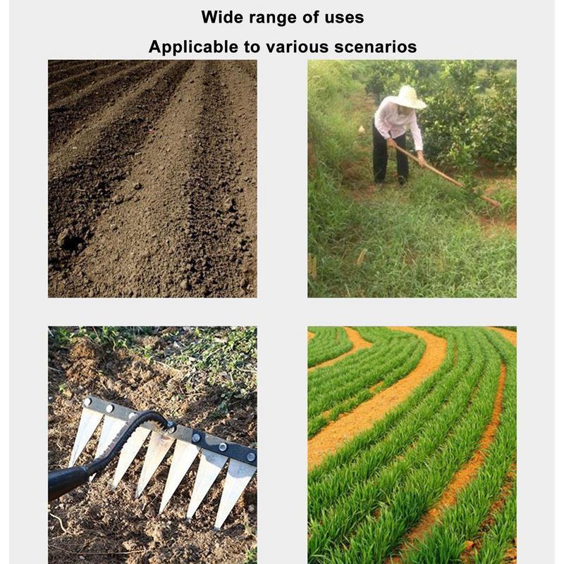 Metal Rake Multifunctional Weeding Hoe Rake Harrow Farm Tool Weeding Scarifier Artifact Agricultural Tools Gardening Lawn