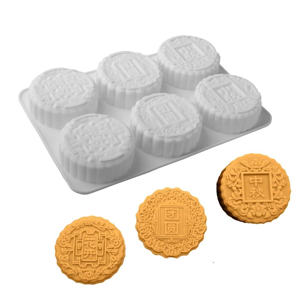 Silicone Auspicious Clouds Mooncake Mold 6 Cavities Mung Bean Cake Mold Soap Mold Kitchen