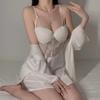 Удобная пижама женская сексуальная кружевная ночная рубашка с подкладкой для груди женская новая ночная рубашка на подтяжках халат домашний комплект