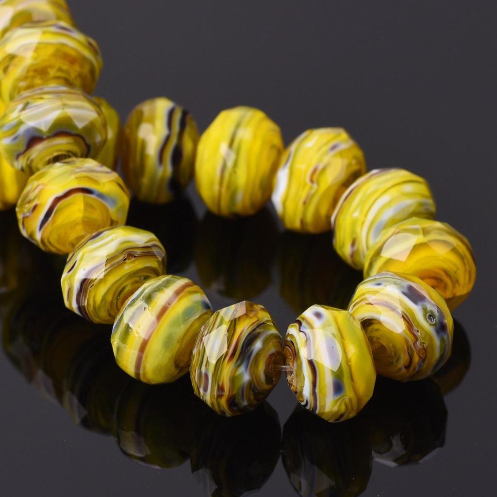 10pcs 12x8mm Rondelle Faceted Opaque Lampwork Glass Loose Spacer Beads For Jewelry Making DIY Crafts Findings