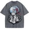 Re Zero: Жизнь с нуля в другом мире Манга Футболка Рем Графический Принт Футболка Мужская Женская Одежда Постиранная Оверсайз Хлопковая Футболка