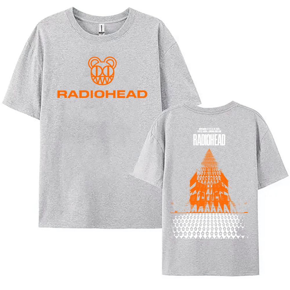 Футболки Rock Band Radiohead Tour 2025 Ноябрь Хлопок Мода Короткий Рукав Женская Футболка Повседневная Круглый Вырез Унисекс Уличная Одежда Футболки