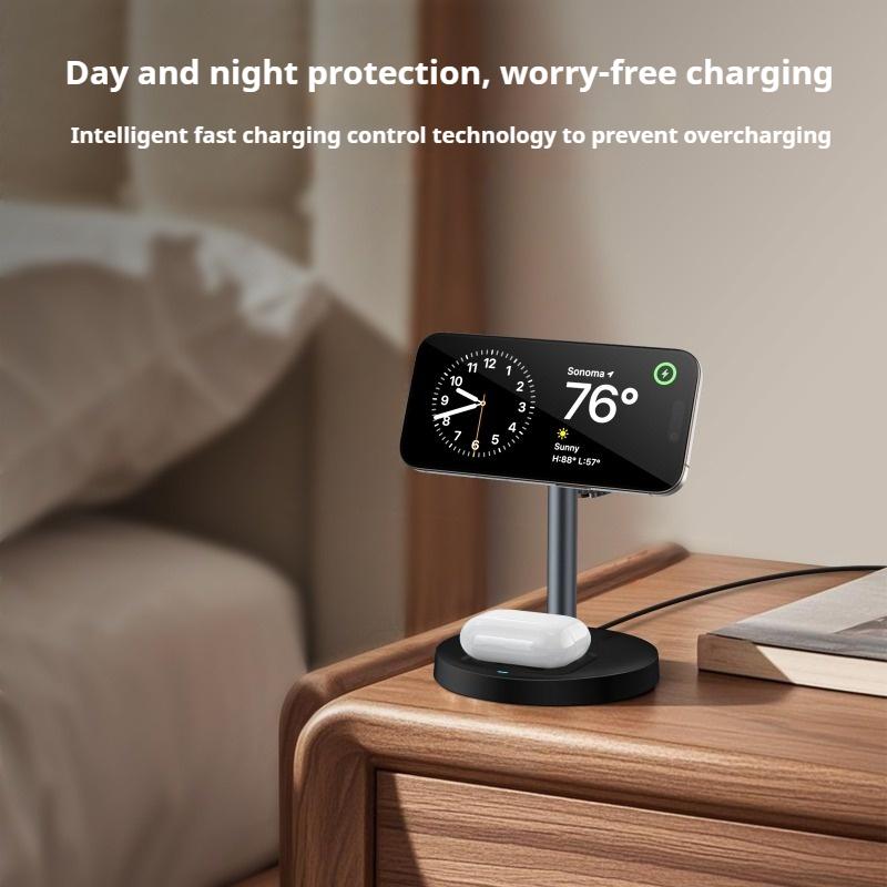 Новое беспроводное зарядное устройство три в одном, подставка для мобильного телефона, настольная беспроводная зарядка для спальни, подходящая для мобильных телефонов Apple Huawei
