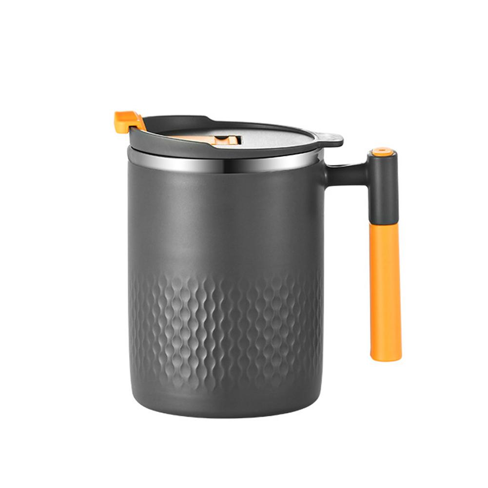 Портативная двухслойная кружка для кофе с защитой от ожогов из нержавеющей стали 304 с ручкой и крышкой, герметичные термокружки