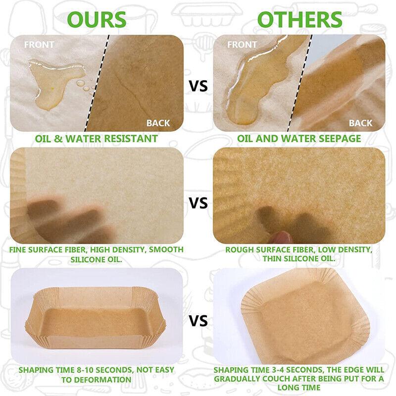 100Pcs Rectangle Disposable Airfryer Baking Paper Liner Waterproof Oilproof Non-Stick Baking Mat for Ninja Foodi Air Fryer Accessories