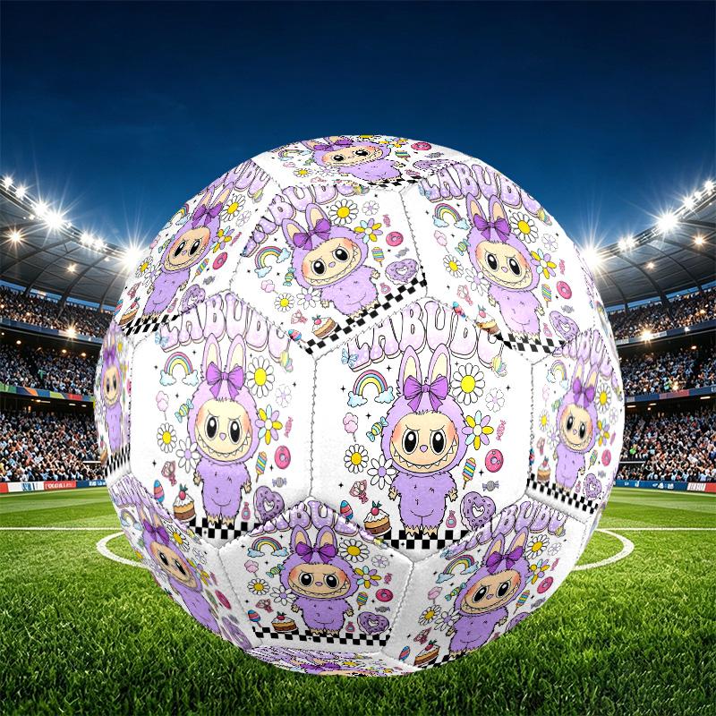 Labubu Print Size 5 Soccer Ball, PU Wear Resistant Football for Match Training and Daily Practice, Birthday Gift for Soccer Fans