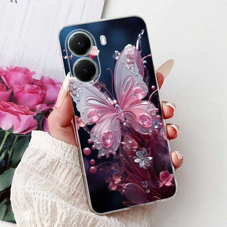Чехол для Xiaomi Poco X7 Pro 5G Модный Цветочный Королевский Узор Мягкий Силикон Прозрачная Крышка Телефона Для Xiaomi Poco X7 PocoX7 Pro Fundas