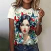 Красивая футболка с цветочным узором для девочек, женская мультяшная футболка с 3D-принтом, повседневная свободная футболка с круглым вырезом и коротким рукавом