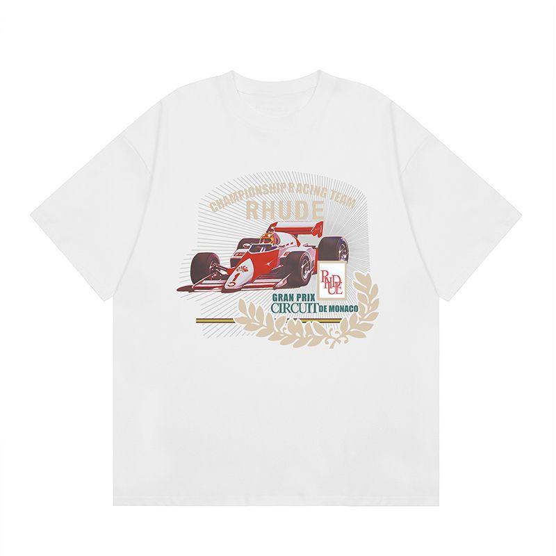 2026 Rhu Printed De ShortSleeved TShirt With Racing Logo High Street American Street Fashion Brand TShirt For Unisex And Unisex