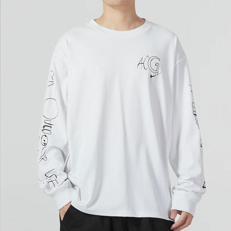 Nike Толстовка с логотипом ACG в рубчик с круглым вырезом, мужские топы, белые FJ2136-121
