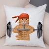Funny Cat Dog Cushion Cover Fitness Animal Dumbbell Print Soft Fabric Living Room Sofa Home Decor Pillow Case