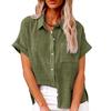 Летние однотонные блузки и рубашки из чистого хлопка с коротким рукавом, повседневные, простые, свободные, женские
