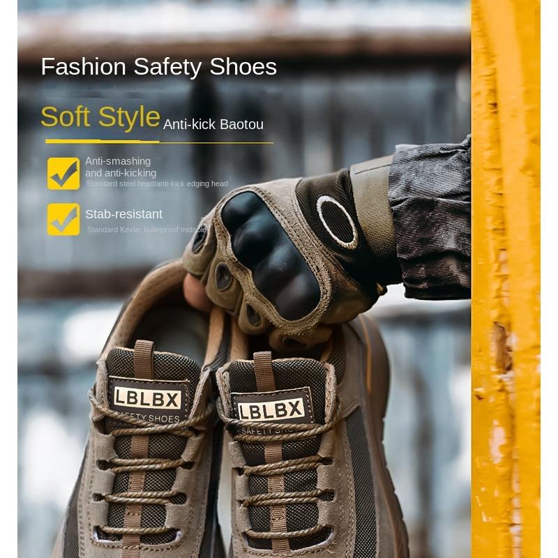 Labor Insurance Shoes Leather Breathable Anti-smashing Anti-piercing Fashion Work Shoes Construction Site Shoes