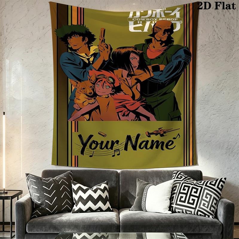 Name Custom CowboyBebop Wall Tapestry Aesthetic Wall Hanging Printed Fabric Blanket Decorative Tapestries for Bedroom Living Room Home Decor