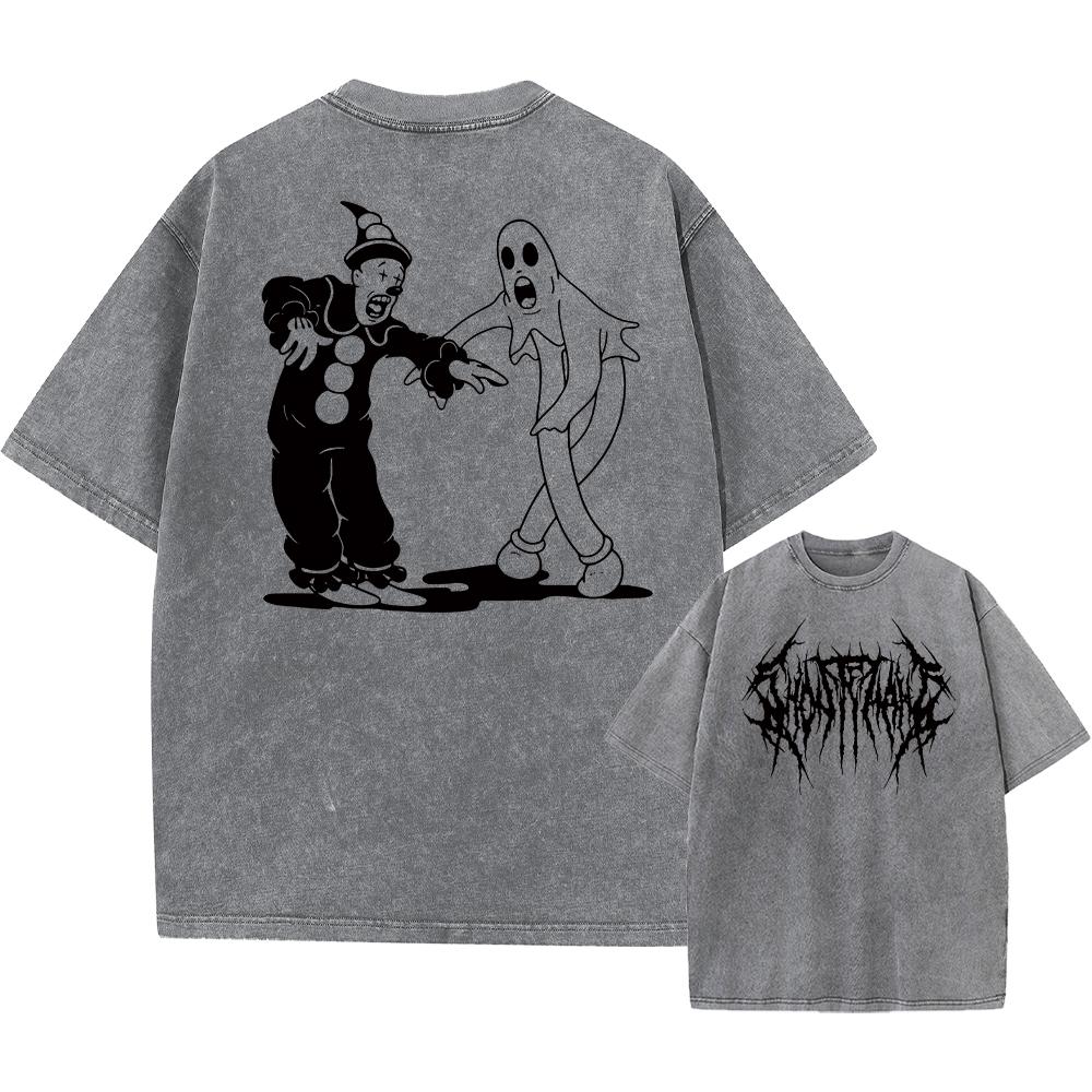 Ghostemane Double Sided Print Washed T-Shirt Oversized Men 100% Cotton Tshirt Gothic Rock TShirt Streetwear Unisex