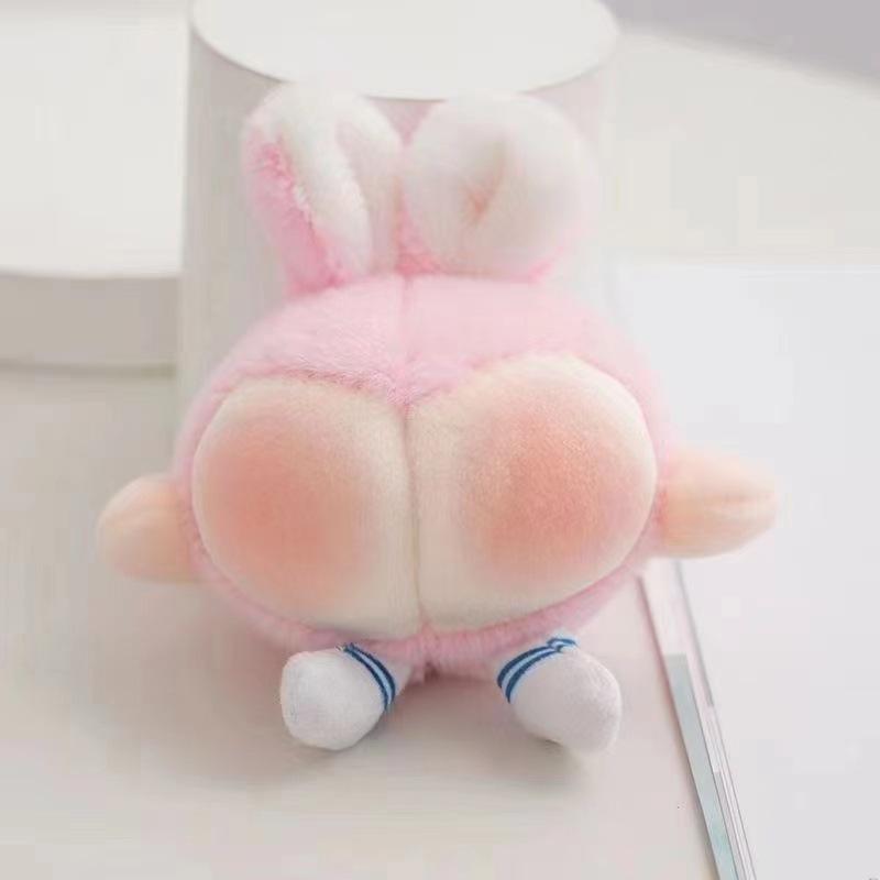 Cute peach skin peach rabbit ass pendant creative keychain schoolbag pendant grab machine doll